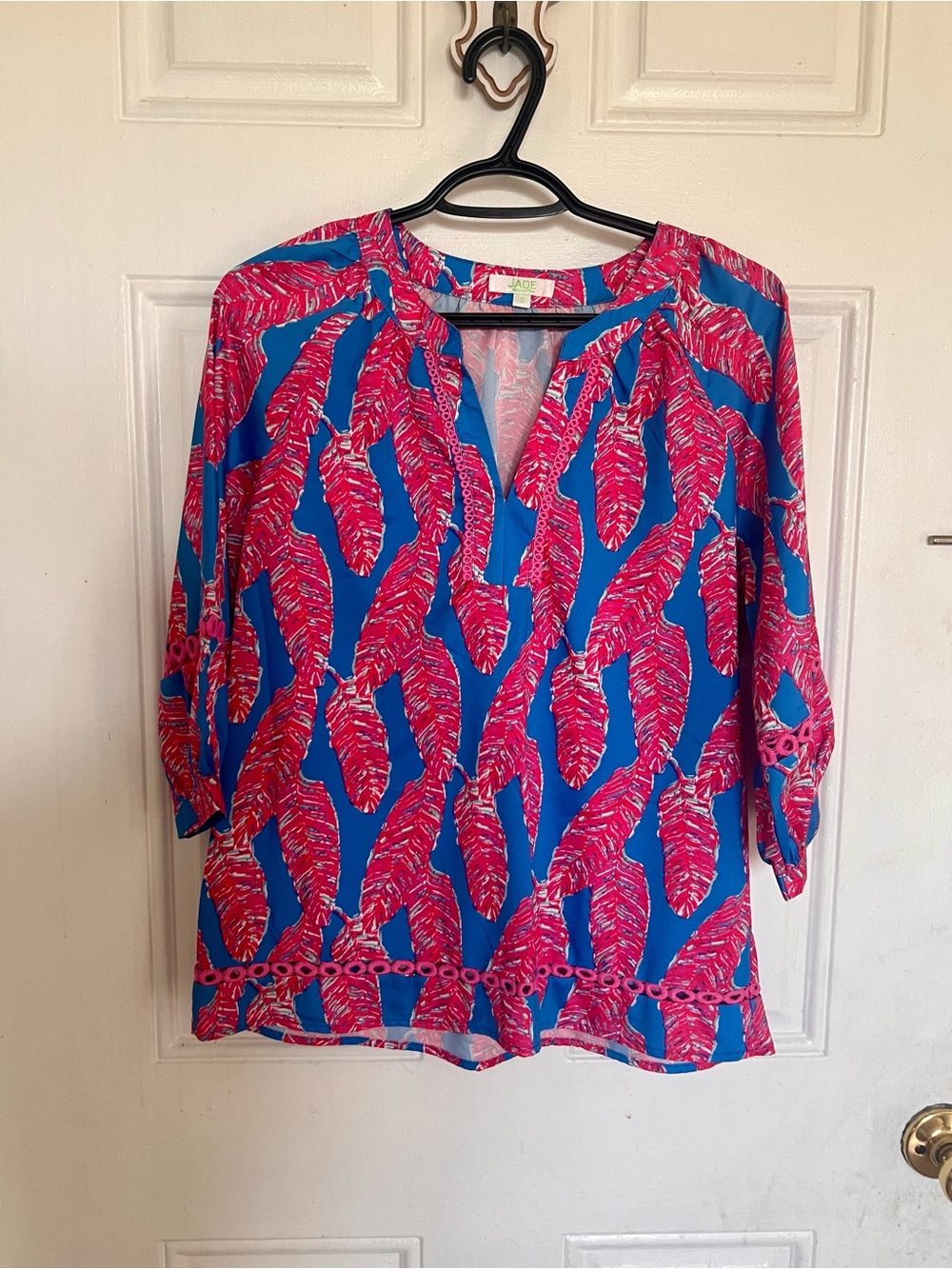 Jade | Bright Blue & Pink Printed Women’s Tunic Top